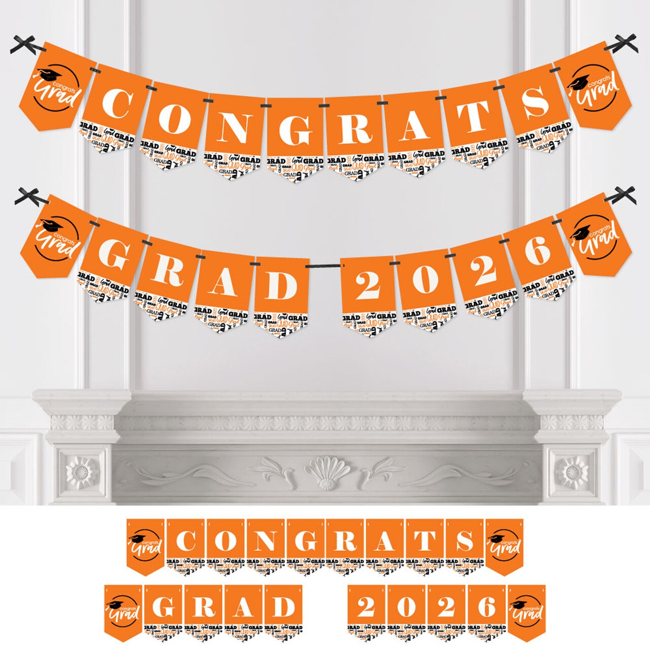Big Dot of Happiness Orange Graduation Bunting Banner - Party Decorations - Congrats Grad 2026